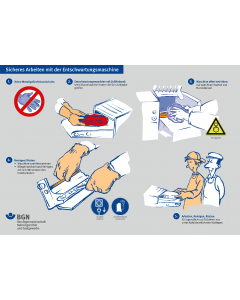 Plakat "Sicheres Arbeiten mit der Entschwartungsmaschine"