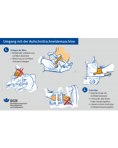 Unterweisungskarte "Umgang mit der Aufschnittschneidemaschine"